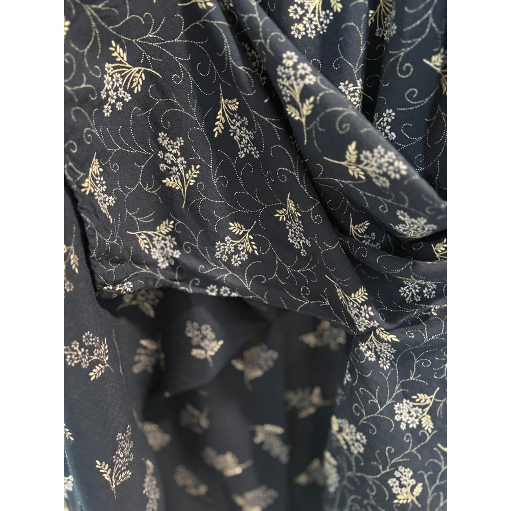 Honors Navy Blue Floral Maxi Skirt Womens Medium Vintage Boho Rayon Flowy - Picture 2 of 5